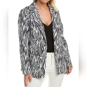 Area Stars Zanzibar One-Button Closure Black White Blazer Jacket, Size Medium